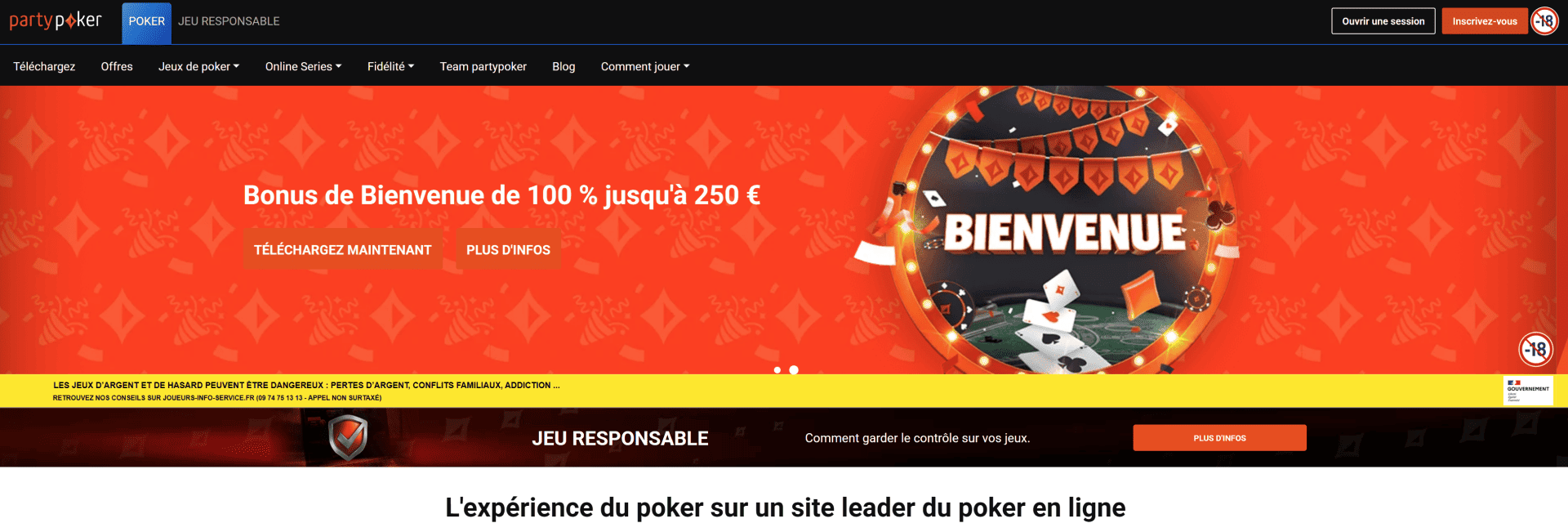 PartyPoker : casino en ligne avis pour les joueurs de poker avec bonus de bienvenue